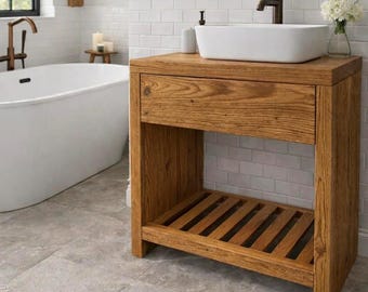Chunky Wash Stand bathroom Vanity Unit - stand solid beam wooden rustic furniture sink unit vanities handcrafted
