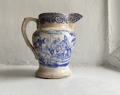 Traditional Antique English Blue and White Milk Jug