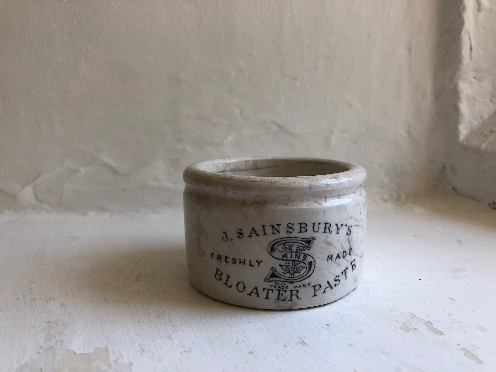 No6 Antique J Sainsbury S Bloater Paste White Ironstone Etsy