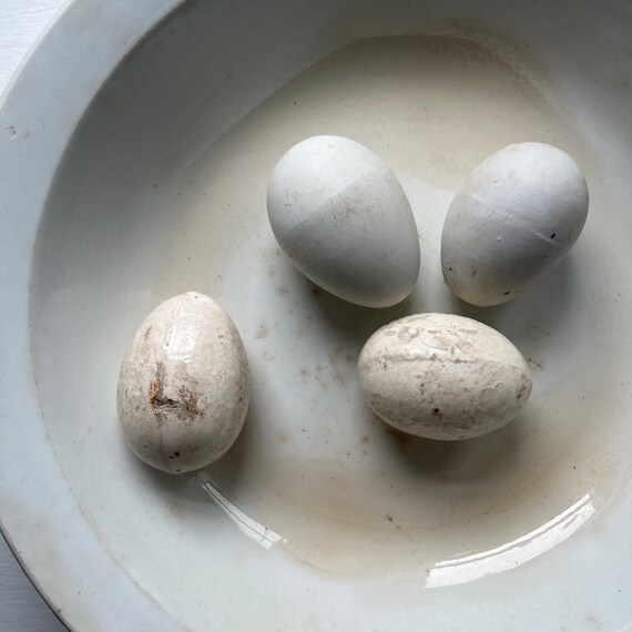 Four Antique Ceramic Decoy Broody Hen Eggs Etsy