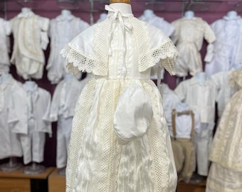 Two-piece long Christening gown for boy, Christening suit, Baptism Gown for boy,