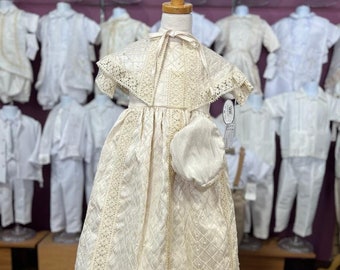 Two-piece long Christening gown for boy, Christening suit, Baptism Gown for boy,