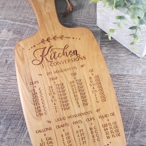 Kitchen Conversion Chart Cutting Board - Engraved Cutting Board - Cheese Board - Wedding Gift - Housewarming Gift - Kitchen Decor