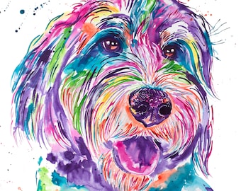 Bernedoodle Watercolor, Dog Art, Fine Art, Watercolor Painting, Baby Art, Nursery, Pet Portrait, Print Art, Wall Decoration