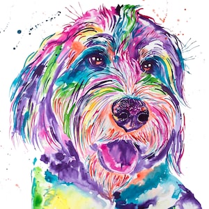 Bernedoodle Watercolor, Dog Art, Fine Art, Watercolor Painting, Baby Art, Nursery, Pet Portrait, Print Art, Wall Decoration