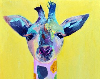 Baby Rainbow Giraffe Art Print