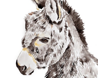 Baby Donkey Watercolor Art Print