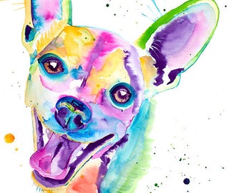 Chihuahua Watercolor Watercolor, Dog Art, Fine Art, Watercolor Painting, Baby Art, Nursery, Pet Portrait, Print Art, Wall Decoration