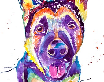 german shepherd, german shepherd watercolor, german shepherd painting, german shepherd print, german shepherd gift, german shepherd art, pet