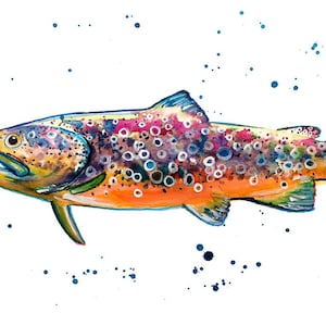 watercolor salmon print