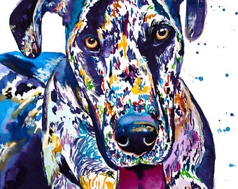 Great Dane watercolor print-Oberon