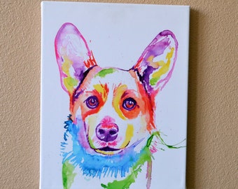 Corgi Aquarelle CANVAS Imprimer 11 x 14 pouces