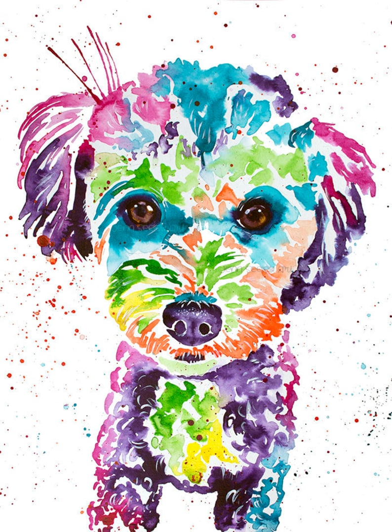 Poodle Watercolor, Dog Art, Fine Art, Watercolor Painting, Baby Art, Nursery, Pet Portrait, Print Art, Wall Decoration image 1