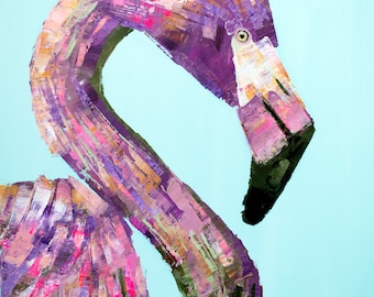 Purple Flamingo, whimsical Flamingo, nursery Flamingo, nursery art, for her