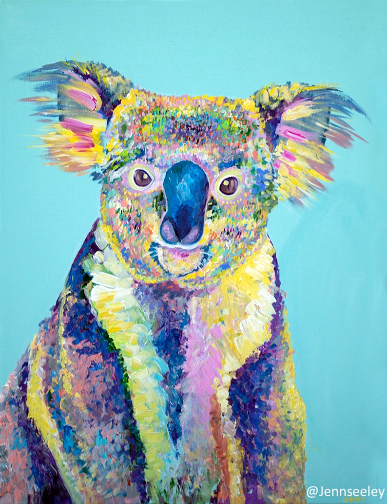 Koala Bear Art Print Koala Nursery Koala Art Colorful Etsy