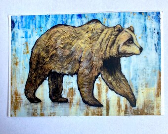Acrylic Bear Vinyl Sticker, 3 inch rectangle sticker