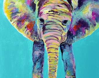 Colorful Baby Elephant Art Print