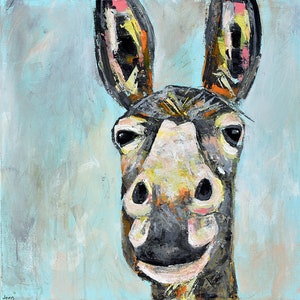 Charcoal Baby Donkey, Farm Animal Art, Fine Art, Watercolor Painting, Baby Art, Nursery, Print Art, Wall Decoration