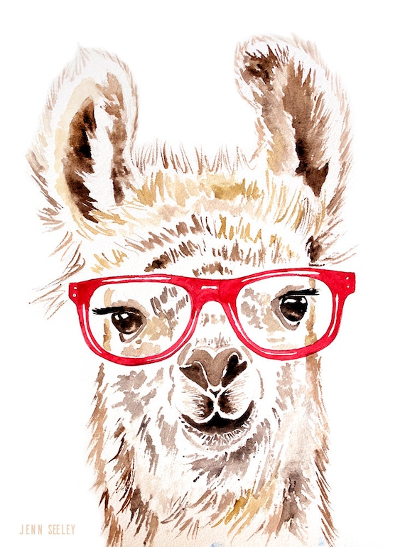 Hipster Llama, Watercolor Art, Nursery, Animals, Baby Animal Prints, Art  Prints, Wall Decor, Pet Portrait, Llama, Hipster - Etsy