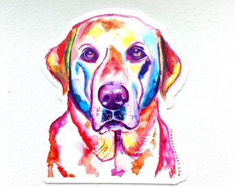 Colorful Labrador Watercolor Large Vinyl Sticker, 3 inch die-cut sticker