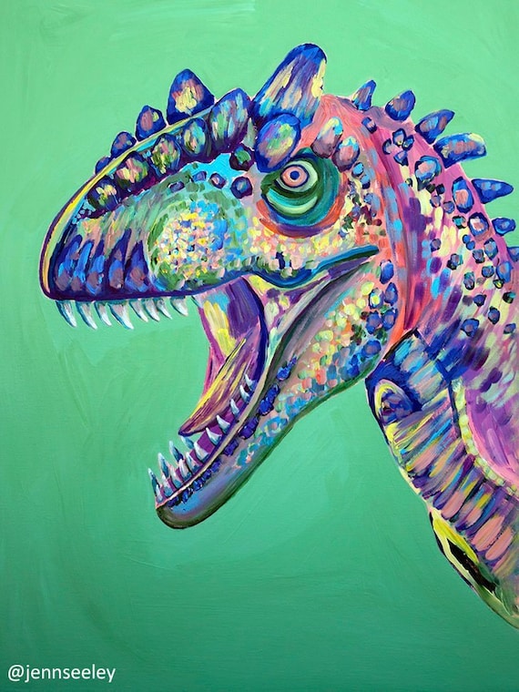 Allosaurus Dinosaur Art Fine Art Acrylic Painting Baby | Etsy