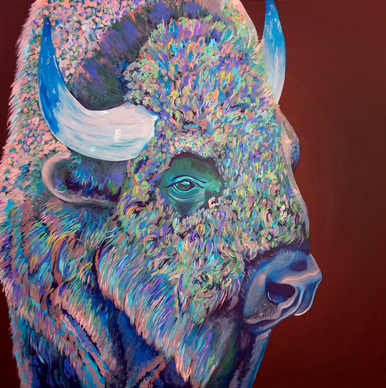 bison no.3, limited edition, bison, bison art, wall art, fine art, animal art, giclee, cabin art, park city, living room, decoration,bisonte image 1