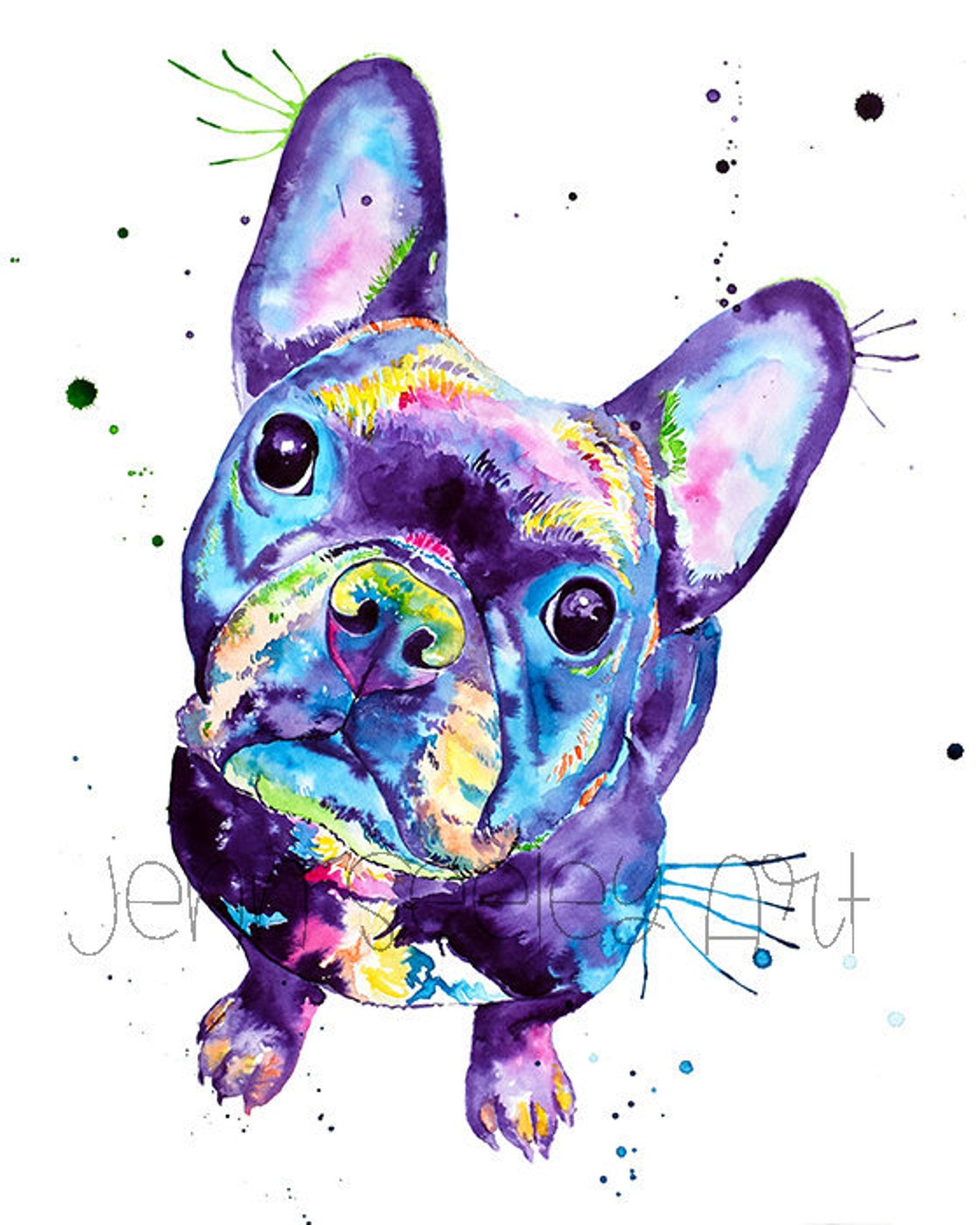 Colorful Black Frenchie Watercolor Art Print French Bulldog - Etsy