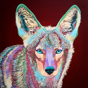 Colorful Coyote Print, Coyote no 2