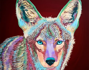 Colorful Coyote Print, Coyote no 2