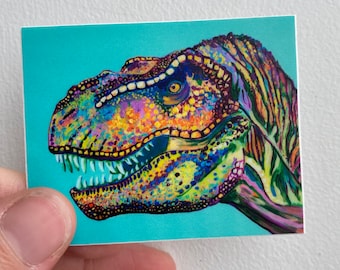 Colorful T-Rex Dinosaur 2 x 3 inch die cut vinyl sticker