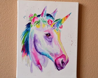 Aquarelle Unicorn CANVAS Imprimer 11 x 14 pouces