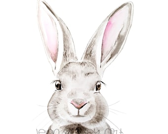 Bunny watercolor nursery print