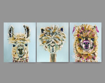 SALE buy two get ONE FREE, The 3 Llamigos, Llama and Alpacas Fine Art Print Set