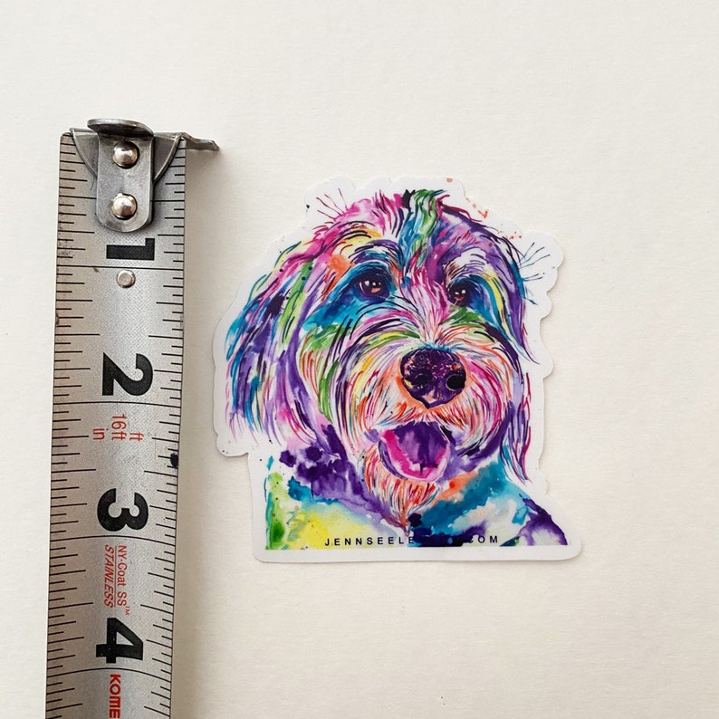 Colorful Bernedoodle Watercolor Large Vinyl Sticker, 3 inch die-cut sticker image 2