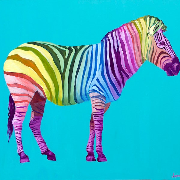 Rainbow Zebra Print - Etsy