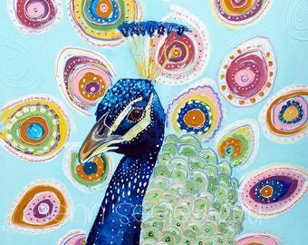 Daisy Peacock, Colorful Whimsical Peacock