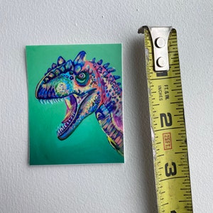 Colorful Allosaurus Dinosaur 2 x 3 inch die cut vinyl sticker image 2
