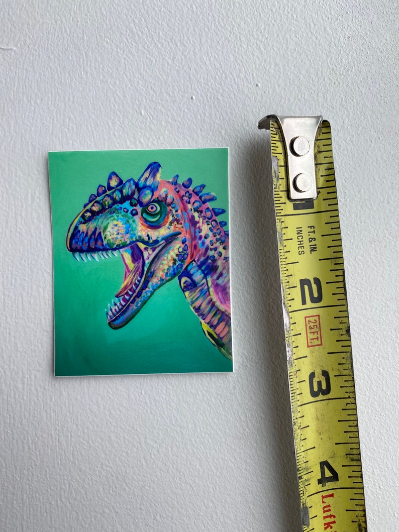 Colorful Allosaurus Dinosaur 2 x 3 inch die cut vinyl sticker image 2