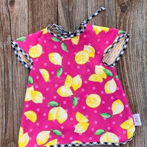 Lemons Toddler Bapron, 46 Choices, Baby Apron, Baby Smock, Long Length, Reversible Bib, Full Length, Floral Toddler Bib, Apron, Lemon Bib