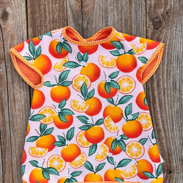 Oranges Toddler Bapron, 46 Choices, Baby Apron, Baby Smock, Long Length, Reversible Bib, Full Length, Floral Toddler Bib, Apron, Mauve Bib