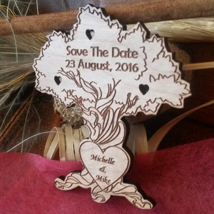 Rustic Save-the-Date magnet,  Wooden Save the Date wedding magnets, Engraved magnet, save the date postcard, tree save the dates, unique