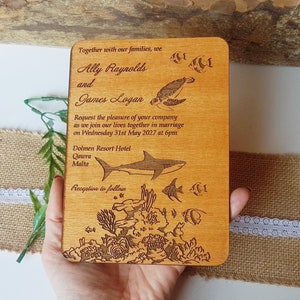 Invito di nozze tradizionale Invito di nozze subacqueo Set di inviti di nozze Kraft Inviti di nozze personalizzati Inviti unici