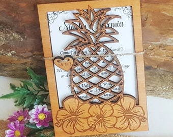 Unique Wedding Invitation Pineapple, Destination Wedding Invitation, Hawaiian Wedding