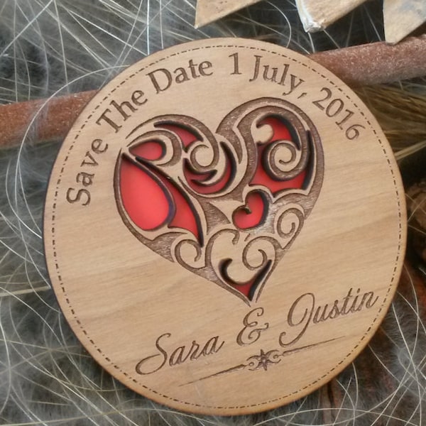 Wood Save-The-Date Magnets (10)  / Engraved Personalized Wooden magnets / Laser Cut Rustic Handmade Save the Date
