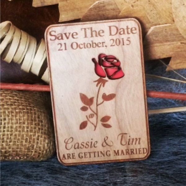Wood Save-The-Date Magnets (10) / Engraved Personalized Wooden magnets / Laser Cut Rustic Handmade Save the Date