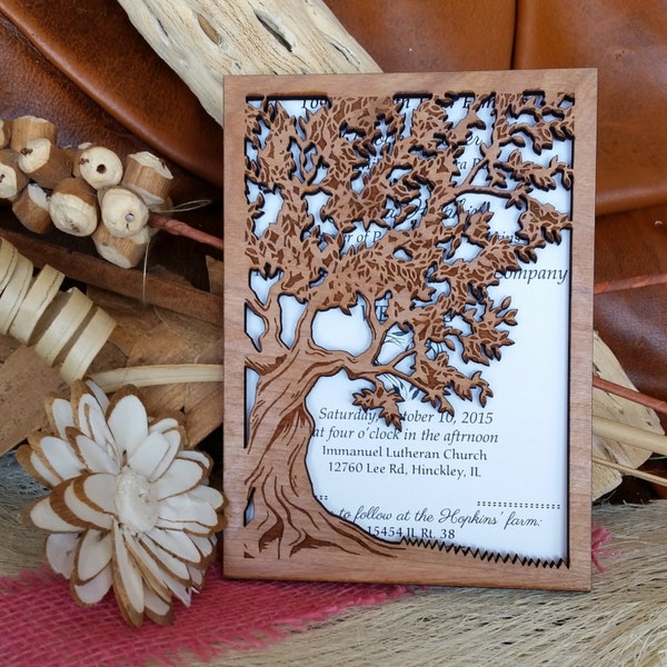 Tree of life wedding invitation / wood wedding invitation / autumn wedding invitation / handmade invitation / unique wedding invitation