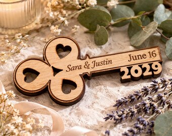 Key Save The Date Magnet: Rustic Wood Wedding Favors