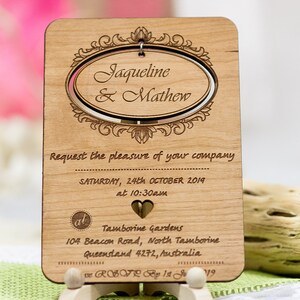 Rustic wedding invitations, unique wedding invitation,laser cut wedding invitation, custom wood wedding invitation, handmade wedding card