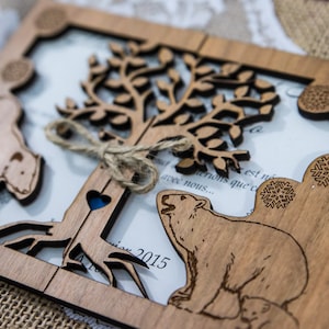 Polar bear wedding invitation, wood wedding invitation, winter wedding invitation, tree wedding invitation, unique wedding invitation