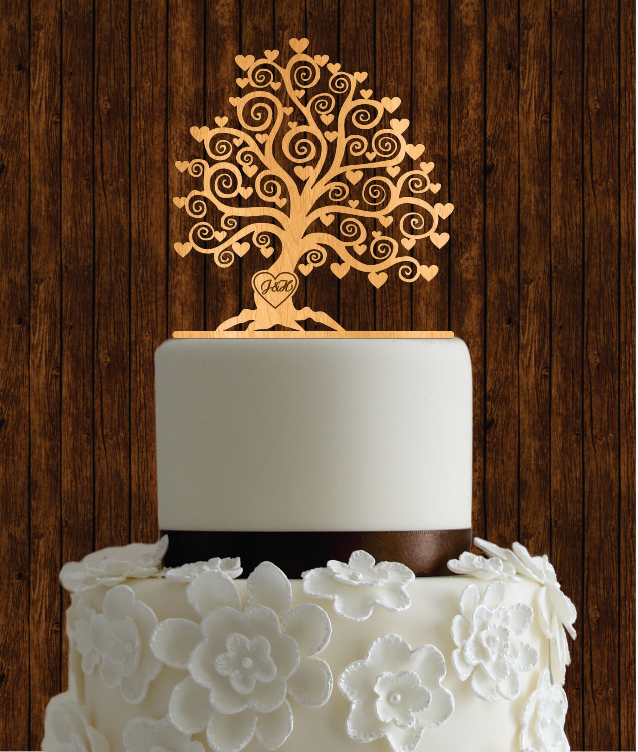 Cherry Wood Cake Topper / Tree Cake Topper / Rustic Cake Etsy UK